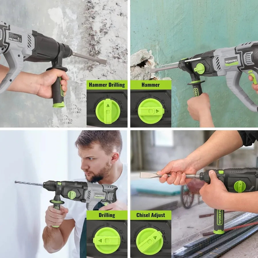 1-1/4 Inch SDS-Plus Rotary Hammer Drill 7.5AMP Lightweight Corded Version for Concrete Demolition Chipping Rotomartillo