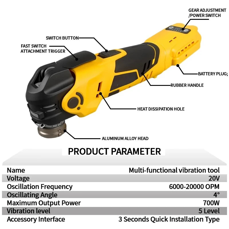 DeWALT Brushless Oscillating Multi-Tools Electric Multifunction Tools Trimmer Shovel Cutting Machine Woodworking For 20V Battery