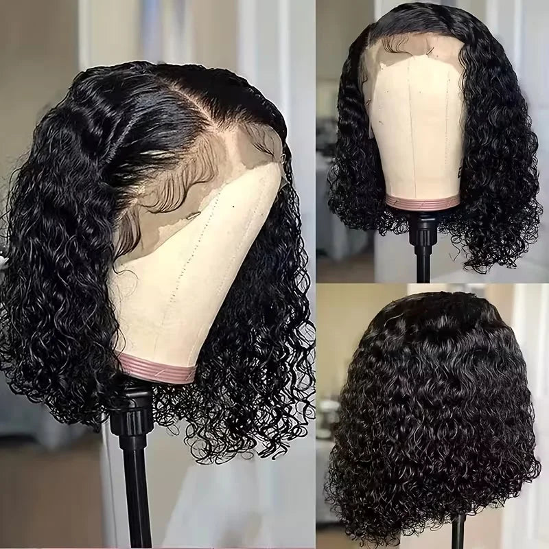 Deep Wave 4x4 5x5 Short Bob Wigs Human Hair Natural Color Brazilian Water Wave Curly 13x4 13x6 Hd Lace Front Wigs Pre Plucked