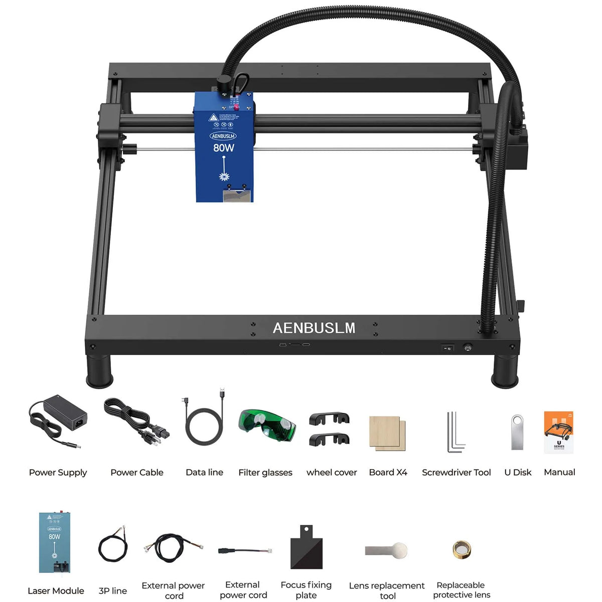 AENBUSLM Laser Engraver With Wifi Offline Control 80W Laser Engraving Cutting Machine 450nm Blue Light Cnc Machine Woodworking