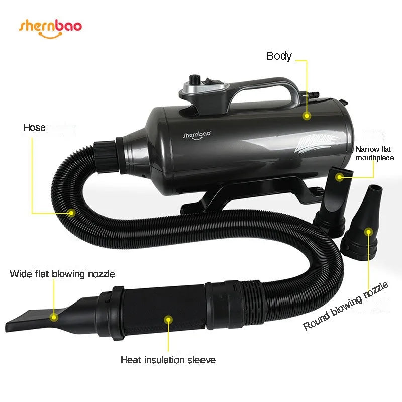 Pet Hair Dryer 2200W Double Motor Wall-mounted Vertical Stand Holder Rack Support Large Small Dog Cat Grooming Blower Super Wind