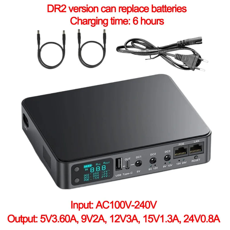 H7BE UPS Battery Backup for LED Light WiFi Camera Routers Speaker 3x5.5x2.1mm Output 9000mAh/10400mAh/18000mAh Energy