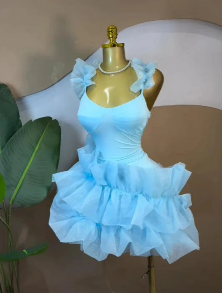 2026 New in Women Luxury Sexy Dress Elegant Birthday Party Trendy Dresses Tierred Ruffled Hem Tank U-Neck Sleeveless Mini Dress