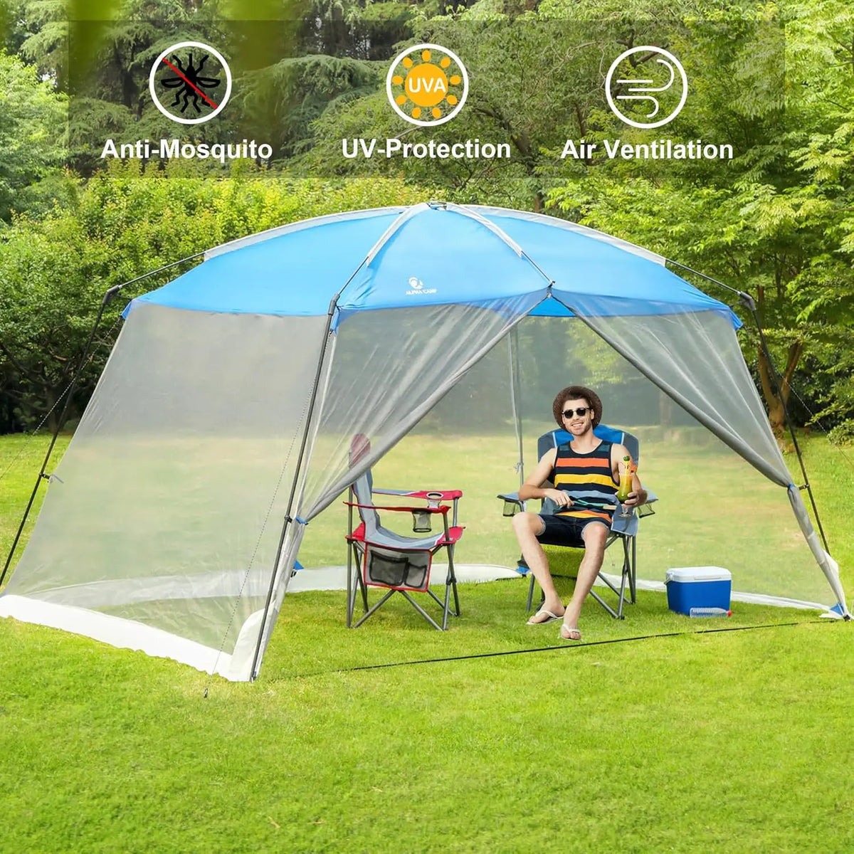 13x9ft Screen Tent Room Camping Shelter with Mesh Walls for Patio Beach Parties