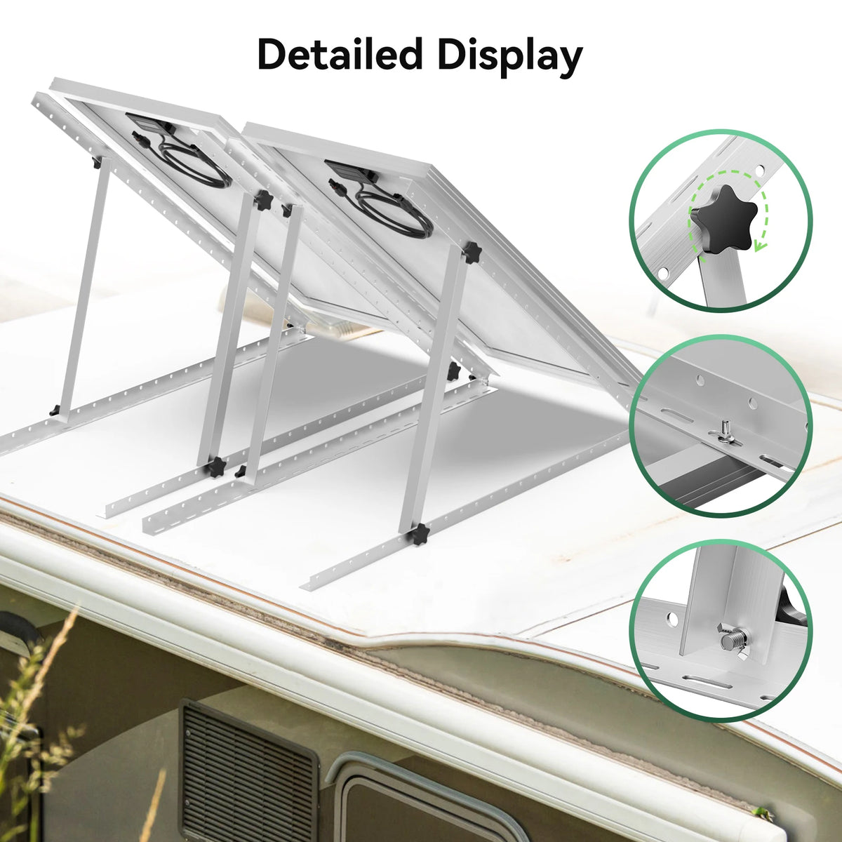 RVPOZWER 47in Adjustable Solar Panel Mount Bracket Heavy‑Duty Tilt Legs Stand 1/2/4 PCS for Roof RV Caravan Boat Off‑Grid Outdoor Solar Panel Installation