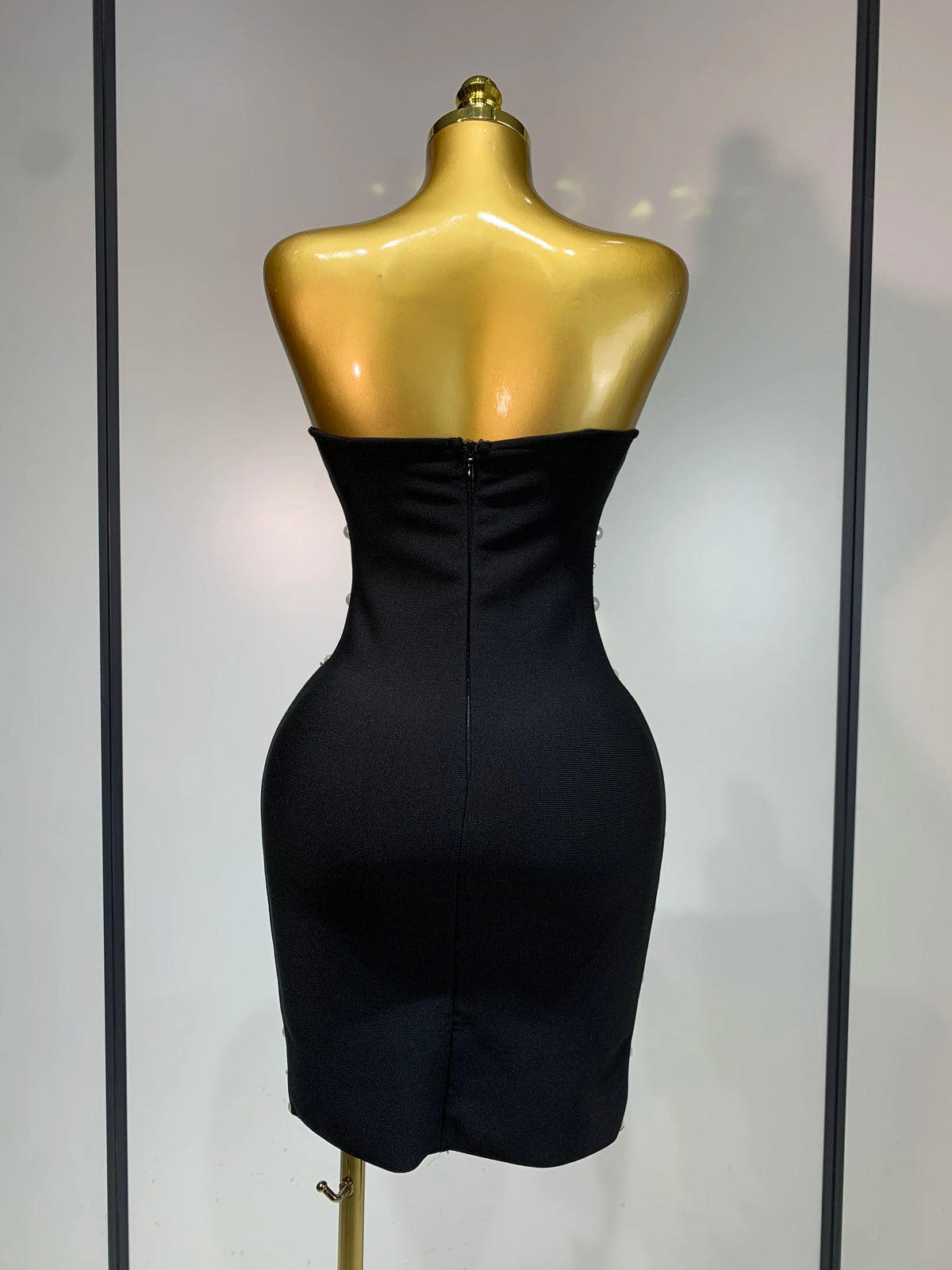 Women Sexy Strapless Shinning Diamond Bodycon Bandage Dresses Celebrity Elegant Evening Party Nightclub Wedding Guest Dress