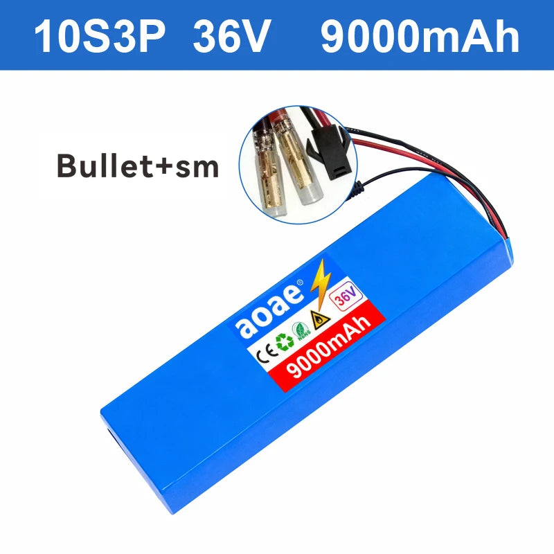 36V Electric Scooter Battery 9.0Ah 18650 Grade-A Cells 10S3P 500W-1000W Built-in BMS XT30 JST Long Range Safe & Durable