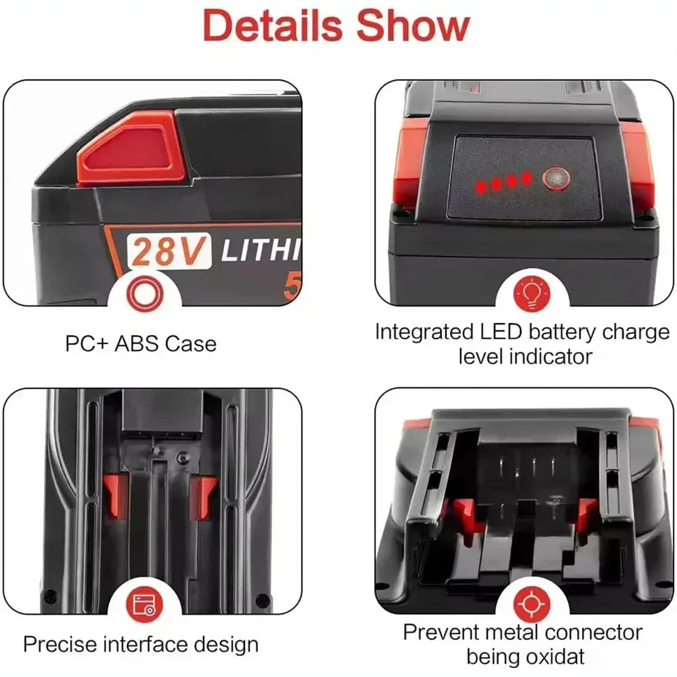 12.0Ah M28 Battery Li-Ion Replacement Battery For Milwaukee 28V M28 48-11-2830 0730-20 Tool battery
