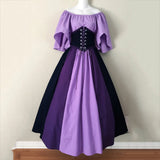 Women Patchwork Medieval Renaissance Dress Halloween Gothic off Shoulder Retro Long Dress
