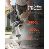 SucceBuy Demolition Jack Hammer 2800 W Powerful Electric Jackhammer 1200 BPM Concrete Breaker with Carrying Case Gloves