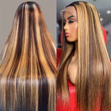 P4/27 Highlight Wig Human Hair 13x6 Bone Straight Lace Front Wigs Ombre