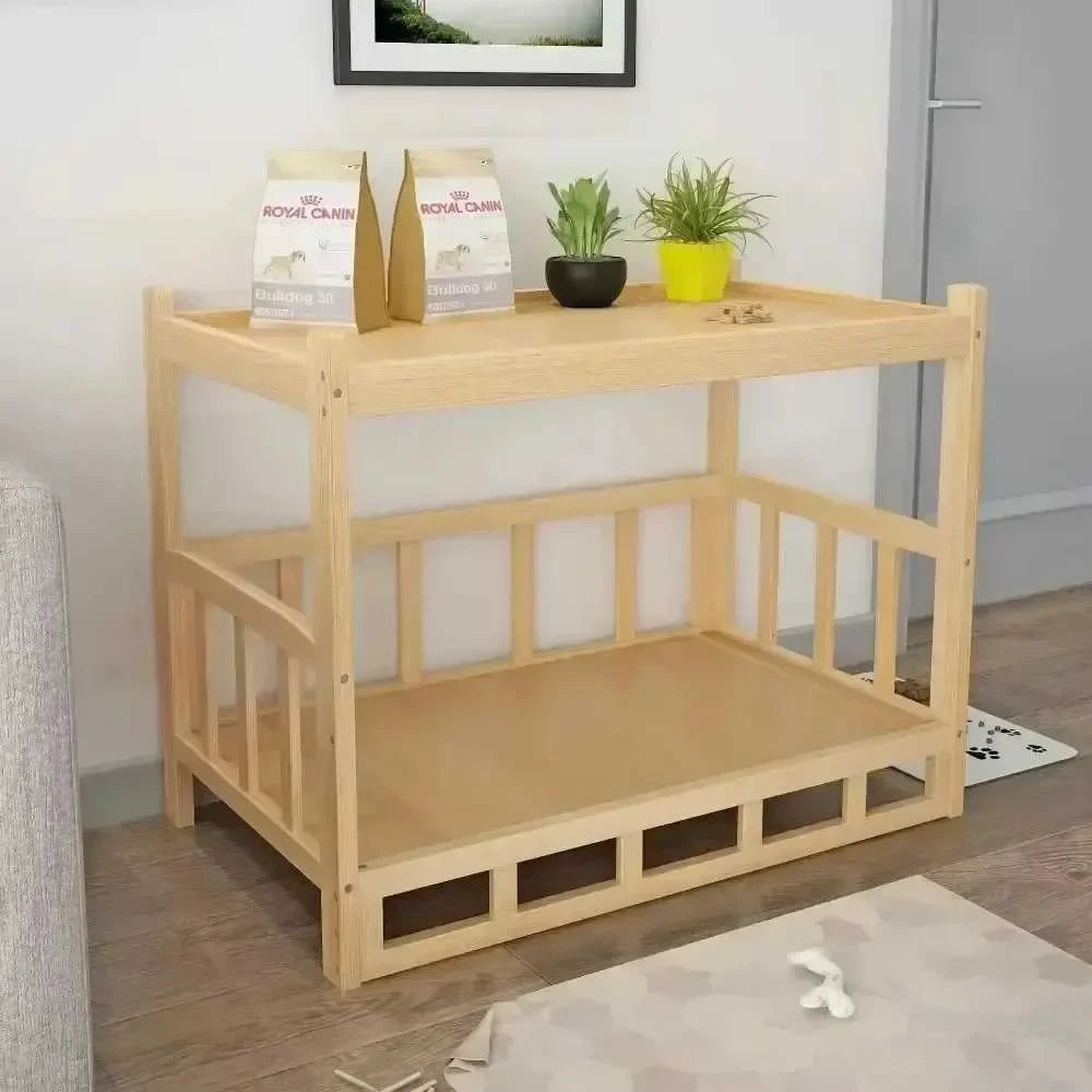 Solid Wood Dog House Dog Bed Smooth Polished Teddy Dog House Golden Retriever Detachable Pet Bed Solid Wood Cat Bed