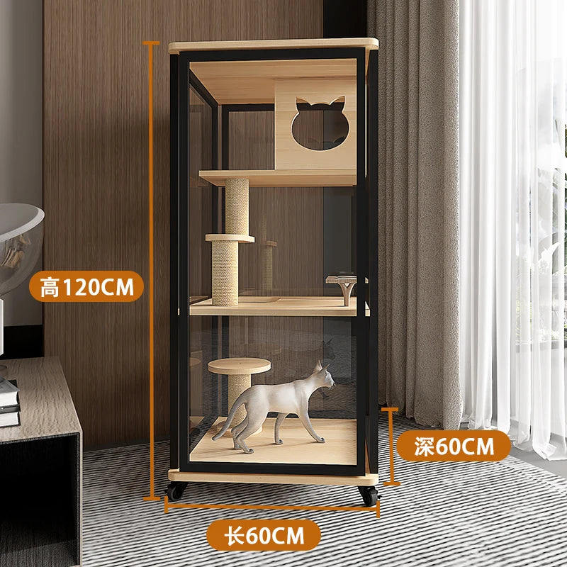 AA No panoramic cat villa household cat cage indoor solid wood balcony direct sales cat cage