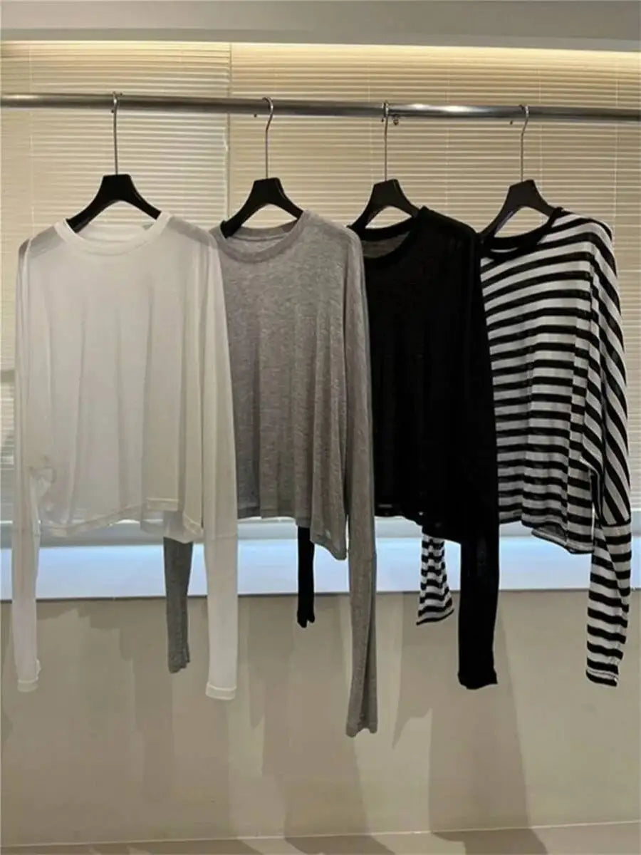 New Modal Long T-shirt Women Summer Korean Style Sun Protection Soft Skin Shirt Loose Outerwear Air Conditioner Clothing