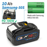 TPCELL PD100W 8Ah/10Ah For MAKITA 18V with USB-C Connector 21700 Tabless Cells Replacement Battery Power Tools Li-ion