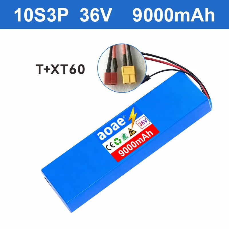 36V Electric Scooter Battery 9.0Ah 18650 Grade-A Cells 10S3P 500W-1000W Built-in BMS XT30 JST Long Range Safe & Durable