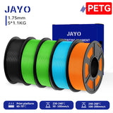 JAYO 3D PETG/PLA/PLA PLUS Filament 1.75mm PLA Filament 5 Rolls For Bambu FDM 3D Printer Neatly Wound 3D Printing Material for 3d