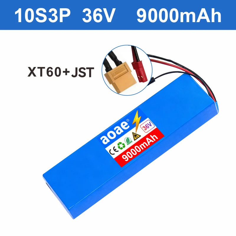 36V Electric Scooter Battery 9.0Ah 18650 Grade-A Cells 10S3P 500W-1000W Built-in BMS XT30 JST Long Range Safe & Durable