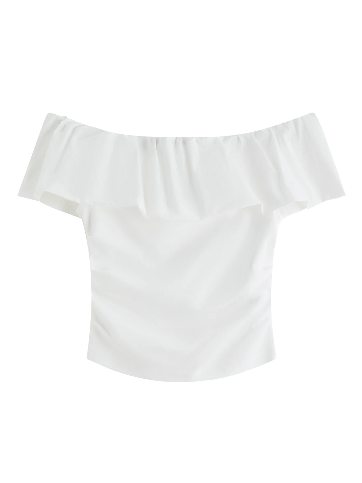 FSLE【Premium Series】 One-shoulder Pleated Patchwork T-shirt Exquisite Temperament Slim Top 25FE12072
