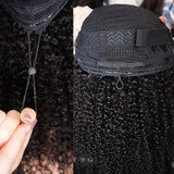 Burmese Curly 3 IN 1 Half Wigs Human Hair With Drawstring 210 Density Burmese Curly Hair Half Wig Deep Wave Ready to Wear Half Wigs Full Machine Wig