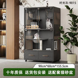 Cat nest cat villa solid wood household indoor litter box with toilet integrated cabinet luxury large cat house