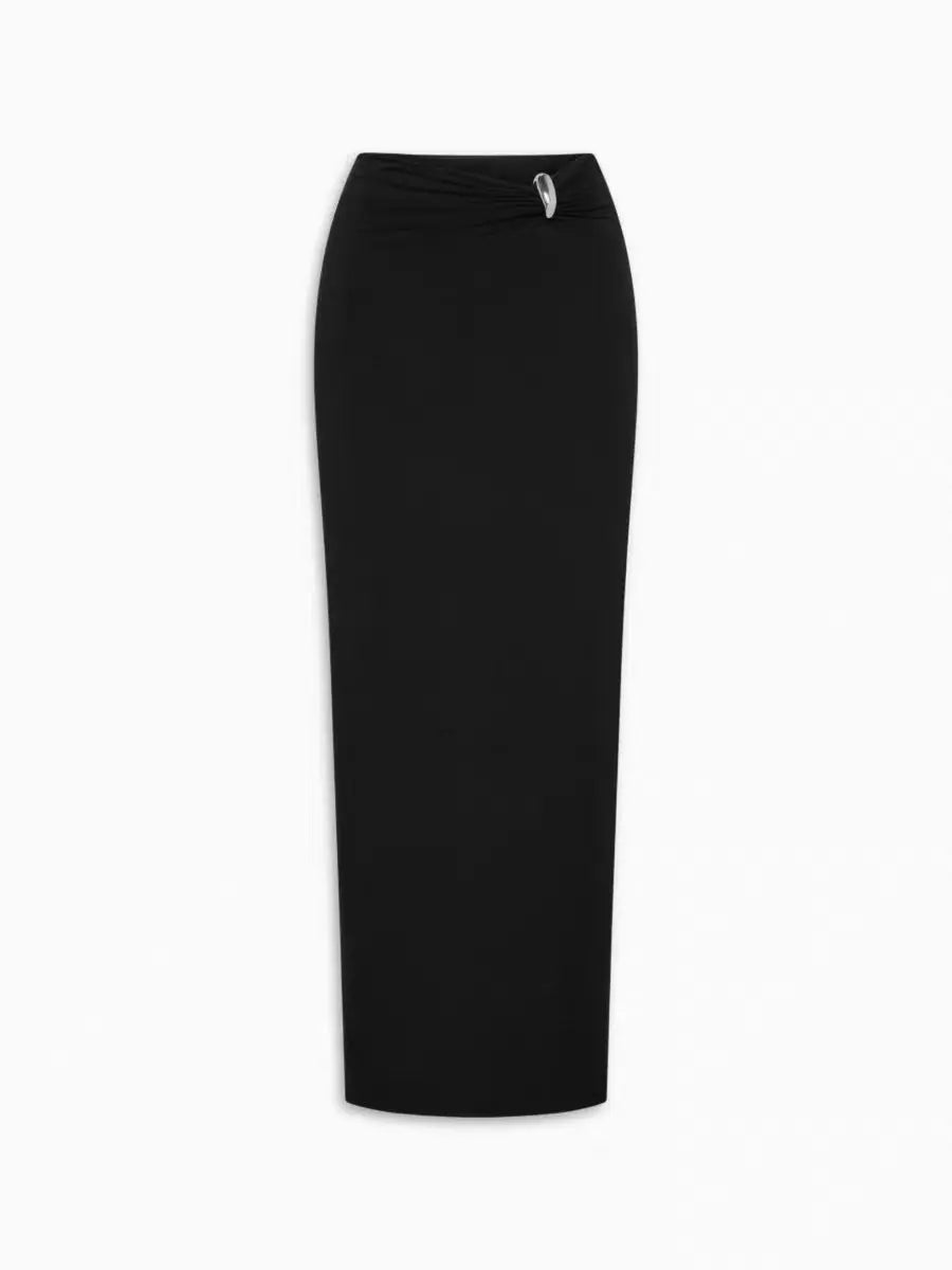 Kylie's Same Style ~ KHY X GraceLing Solid Color Metal Zipper Pleated Short Sleeve Fitted Elastic Base T-Shirt