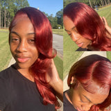 40 inch Reddish Brown HD Lace Front Human Hair Wig PrePlucked 13x4