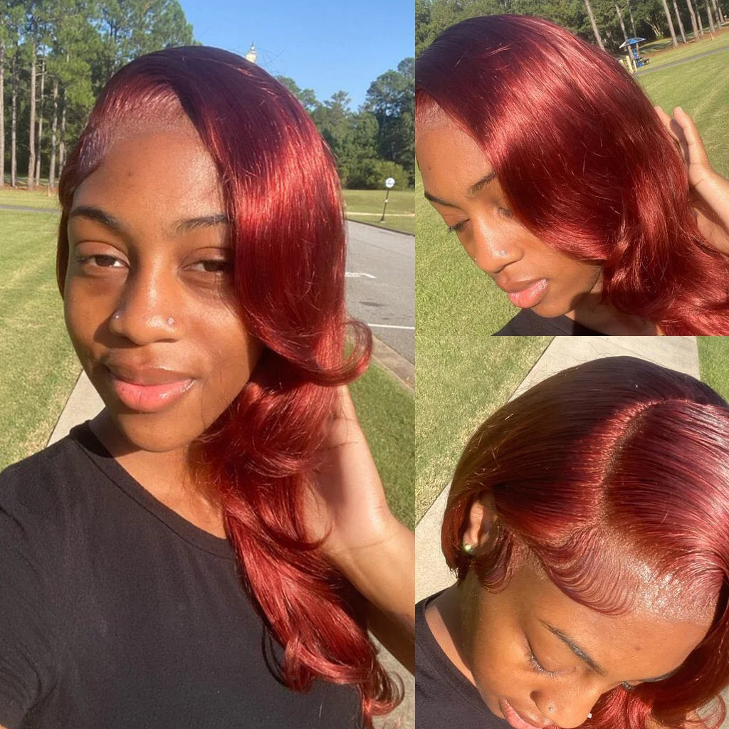40 inch Reddish Brown HD Lace Front Human Hair Wig PrePlucked 13x4