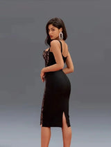 BEAUKEY Sexy Vintage Quality Black White Lace Bandage Evening Dress Women Summer Party Bustier Split Ladies Vestido Sexy Dress