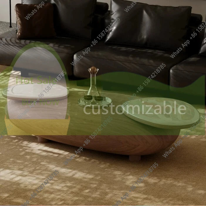 u- Medieval style large coffee table living room retro creative high-end atmospheric design sense walnut color coffee table y