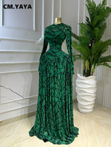 CM.YAYA Women Full Sleeve Printed O-neck Maxi Long Dress 2026 Evening Birthday Vacation Sexy Party Club Vestidos Dresses