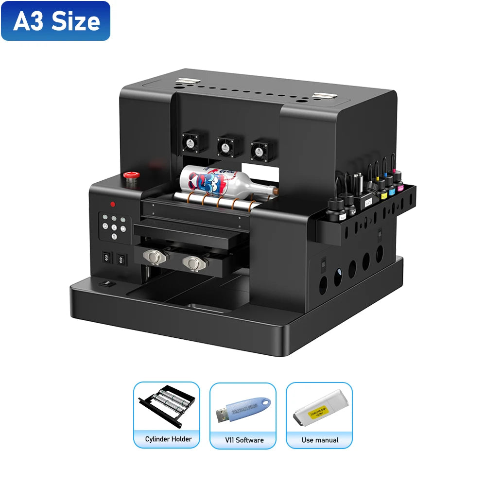 A3 UV DTF Printer for A3/A4 L805 UV Flatbed Printer A4 UV Printer Machine For Varnish Print Metal Acrylic Wood Sticker Printer