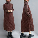 Autumn Winter plus Size Loose Slimming Color Cotton Thiened Warm Splicing Long Dr Faionable High Collar Dr