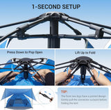 4-6 Person Pop Up Beach Tent with 360° Removable Canopy, UPF 50+ Sun Shelter, Automatic Setup, Portable Cabana for Outdoor