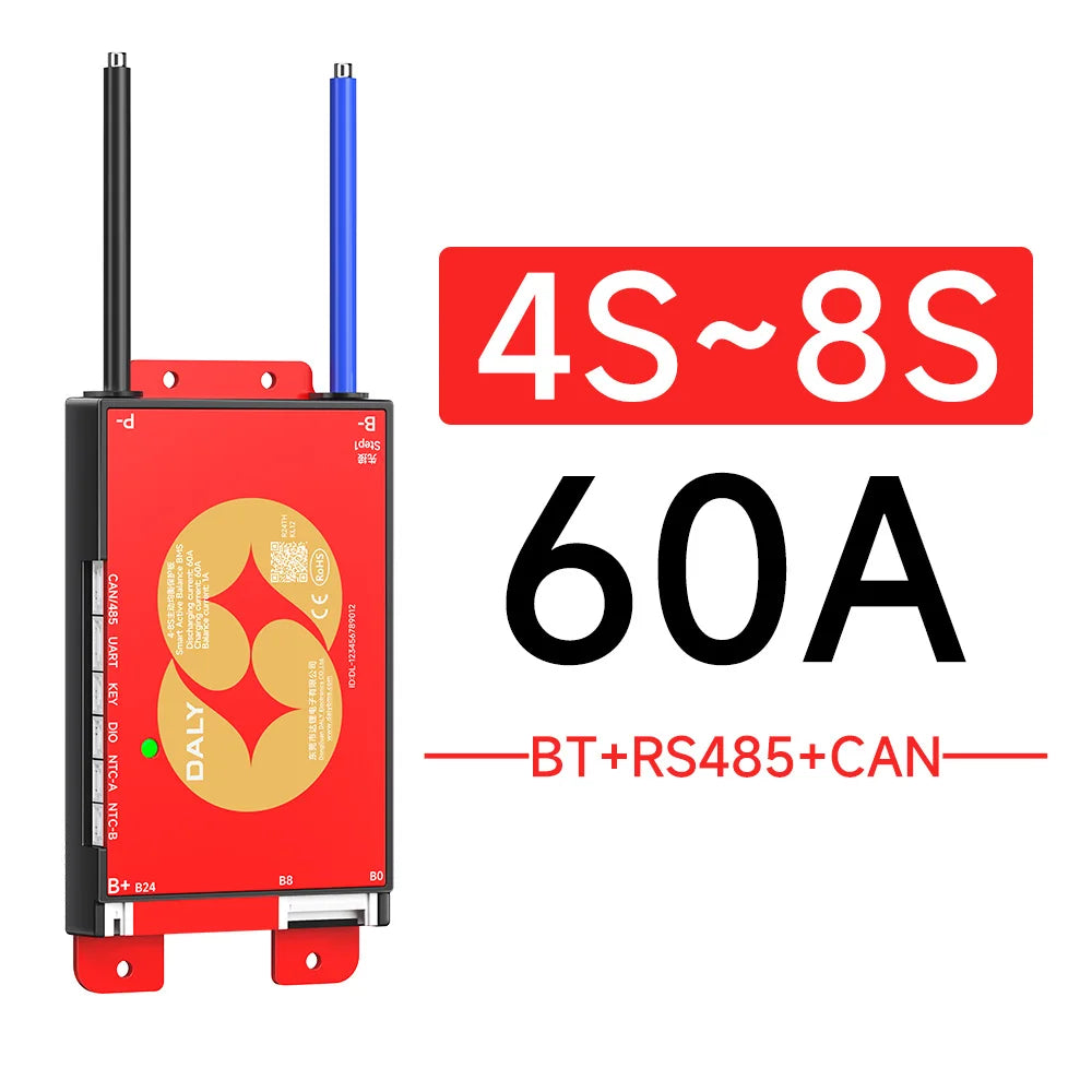Daly Smart BMSWiFi 4S 12V 8S 24V 16S 48V 40A 100A 150A 200A Active Balance Overcharge/Discharge Protection for Sola/EV with BT