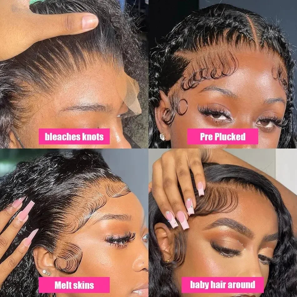 Deep Wave Glueless Invisible Strap 360 HD Full Lace Wig Human Hair 13x4 13x6 Water Wave Lace Front Wig 4x4 5x5 Closure Curly Wig