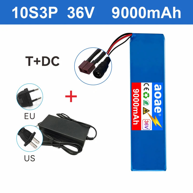 36V Electric Scooter Battery 9.0Ah 18650 Grade-A Cells 10S3P 500W-1000W Built-in BMS XT30 JST Long Range Safe & Durable