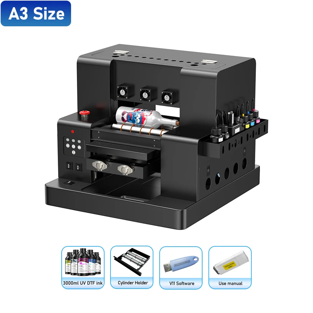 A3 UV DTF Printer for A3/A4 L805 UV Flatbed Printer A4 UV Printer Machine For Varnish Print Metal Acrylic Wood Sticker Printer
