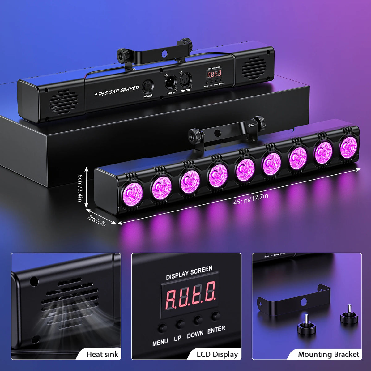Somspot 36W 9LEDs RGBW Lights Bar Stage Lighting Effect LED Projection Light DJ Party Lights for Disco Bar Club Wedding Birthday