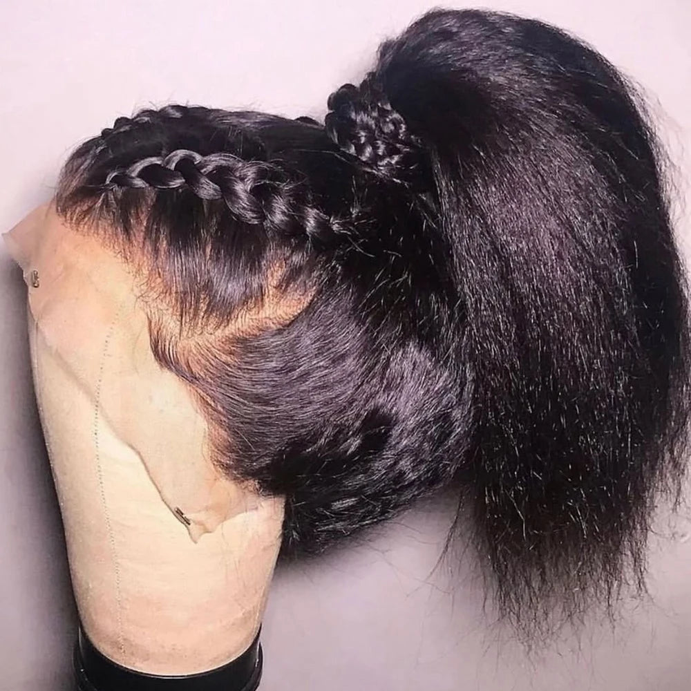300 Density Kinky Straight 360 Full Lace Front Wigs Human Hair 30 40 Inches Brazilian 13x6 HD Lace Frontal Wig Preplucked