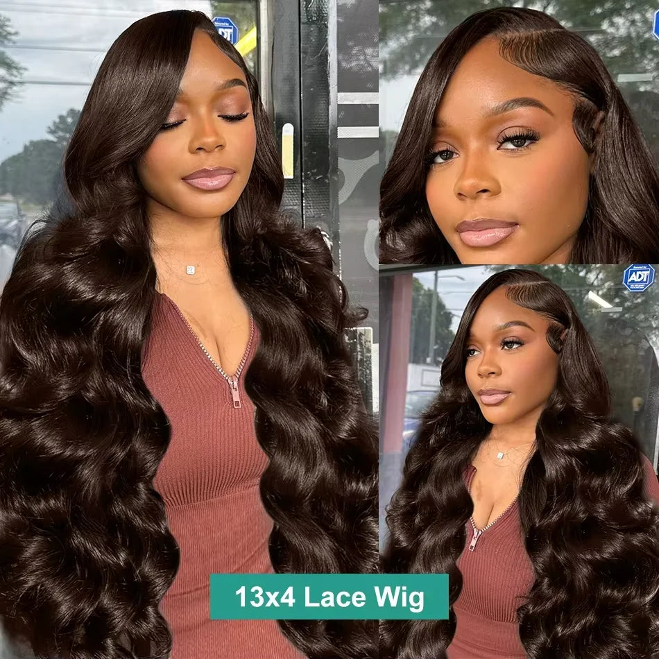 Bone Straight 13x6 Lace Frontal Wig 18-46 Inch 220 Density #4 Chocolate