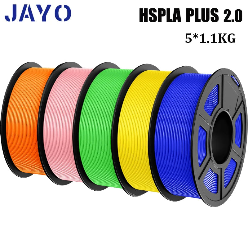 JAYO 3D Printer Filament  PETG PLA HSMPETG PLA PLUS 1.75mm 5Rolls 3D Printing Materials for 100% No Bubble &FDM 3D Pen DIY Gift