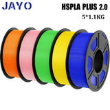 JAYO 3D Printer Filament  PETG PLA HSMPETG PLA PLUS 1.75mm 5Rolls 3D Printing Materials for 100% No Bubble &FDM 3D Pen DIY Gift