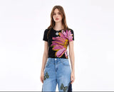 Spain New Fashion Comfortable Stretch Slim, Loose Stripes and Other Short-Sleeved T-Shirts
