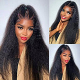 250Density Invisi Strap 360 Full Lace Glueless Wig Invisible Drawstring Frontal Wig 30 Inch Kinky Straight Lace Front Human Hair