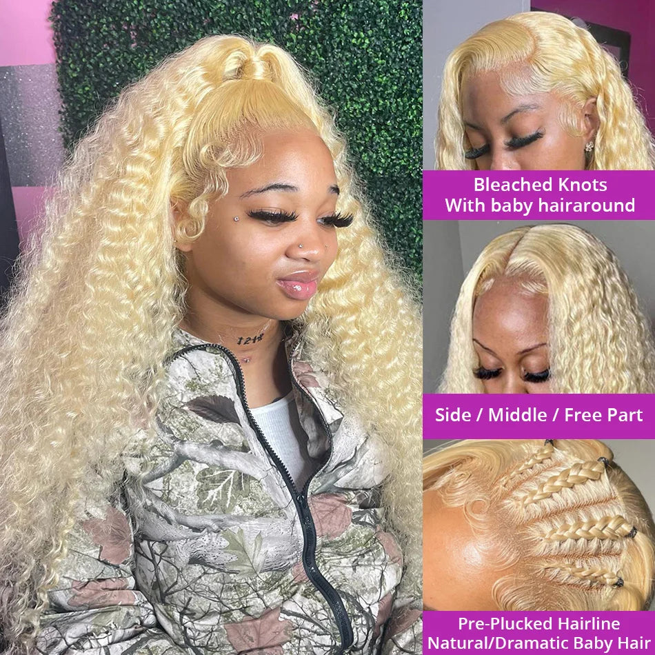 613 Hd Lace Frontal Wig 13X6 Blonde Curly Water Deep Wave Frontal Wig