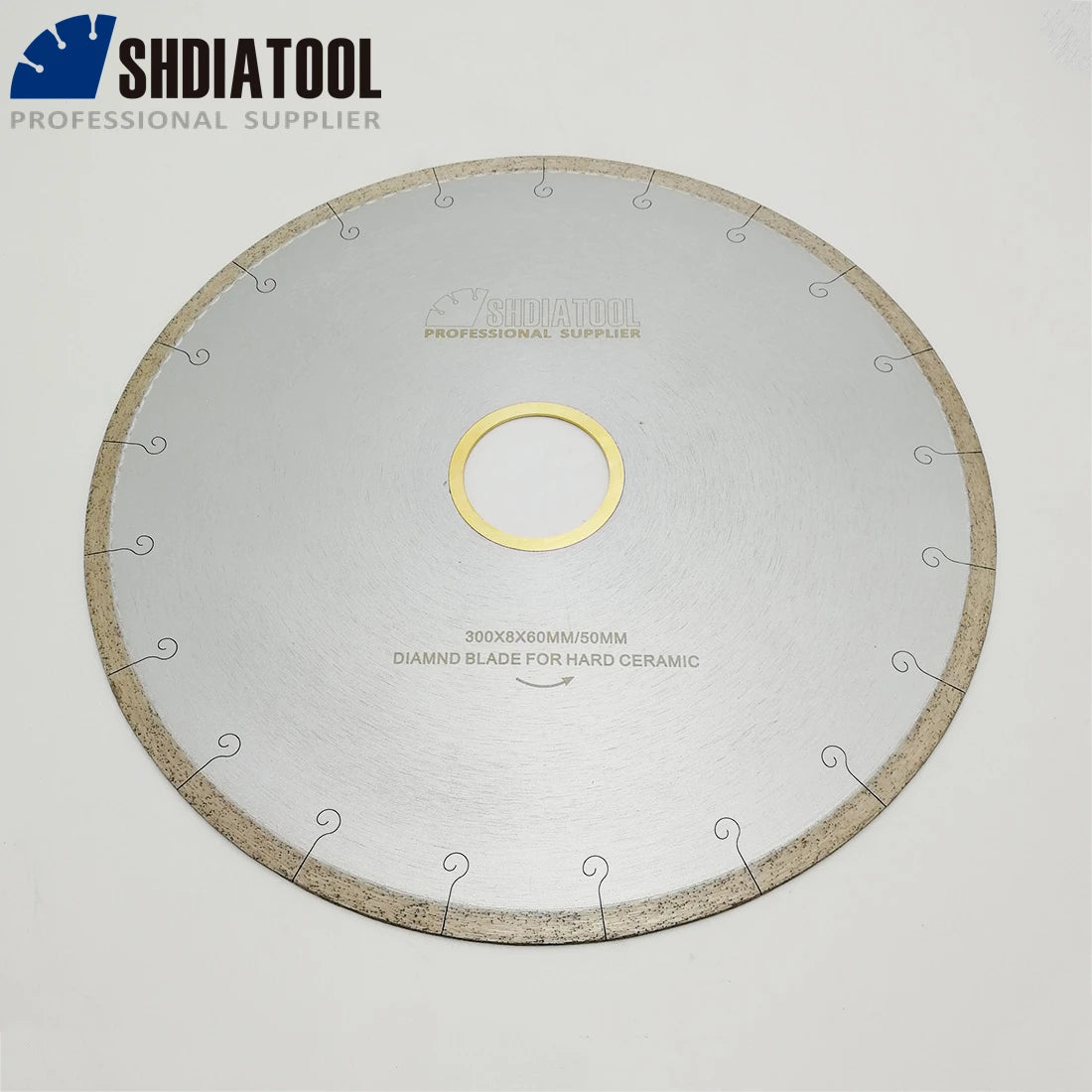 SHDIATOOL 1pc 300MM/12" Ceramic Blades With Hook Slot Diamond Saw Blades Tile Porcelain Cutting Disc Bore 60mm with 50mm washer