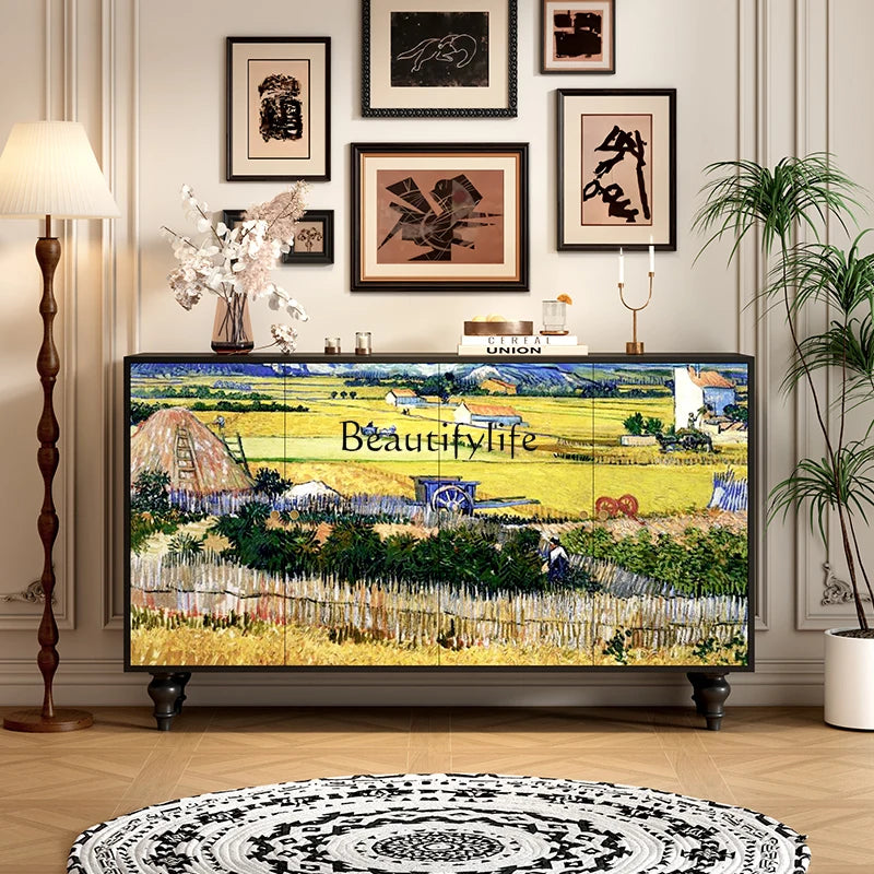 -*French side cabinet solid wood entrance entrance shoe cabinet integrated living room wall storage table