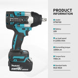 Makita DTW700 18V Cordless Brushless Impact Wrench 1000Nm Torque Dustproof 4-Speed for Light Heavy Duty Fastening Power Tool