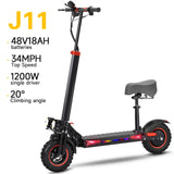 FREEBOY J11 MAX Adult Electric Scooter 1200W Motor 48V 18Ah Battery Folding E-Scooter 11 Inch Fat Tire E-Mountain Scooter